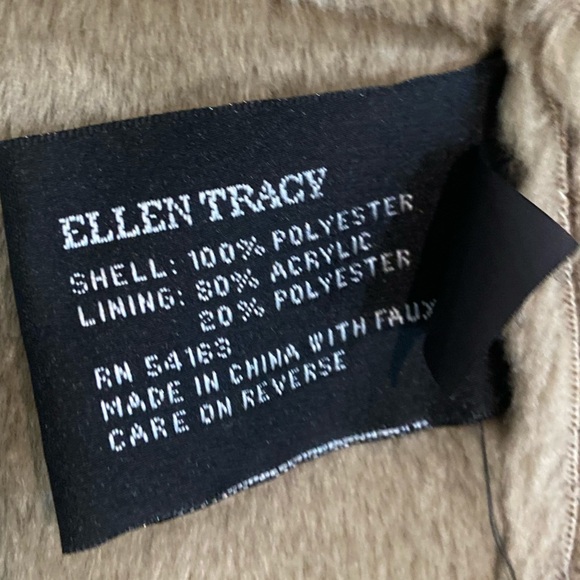 Ellen Tracy faux fur button down luxe vest with tie belt in tan size medium - Picture 9 of 10